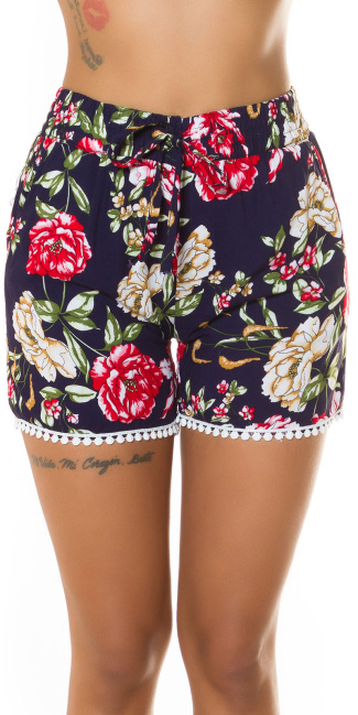 Trendy Summer Shorts with floral print Navy